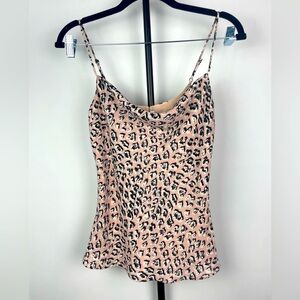 Astr The Label Pink Leopard Print Cowl Drape Neck Camisole Tank‎ Top